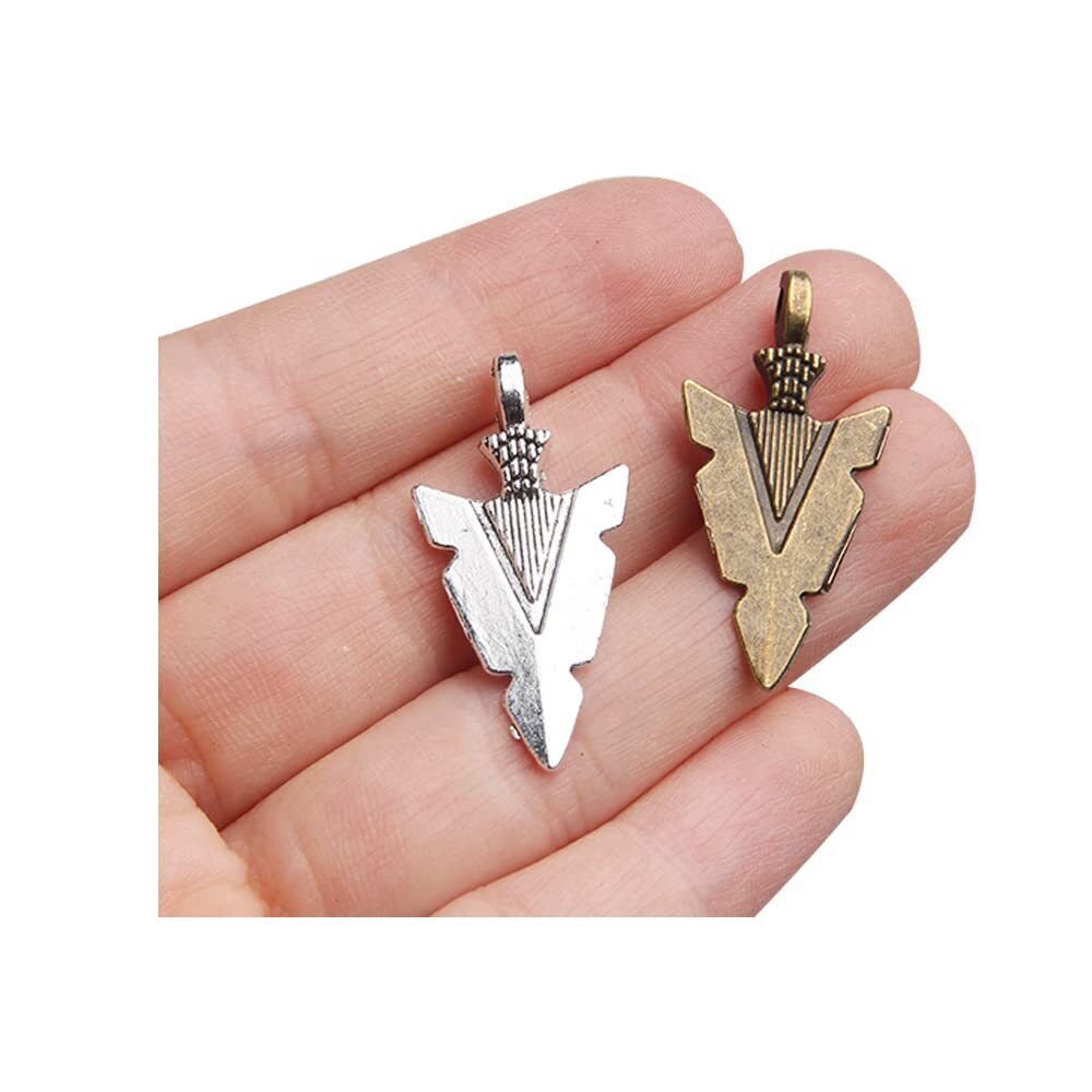 8077 100Pcs Silver Arrowhead Pendants Southwestern Western Jewelry